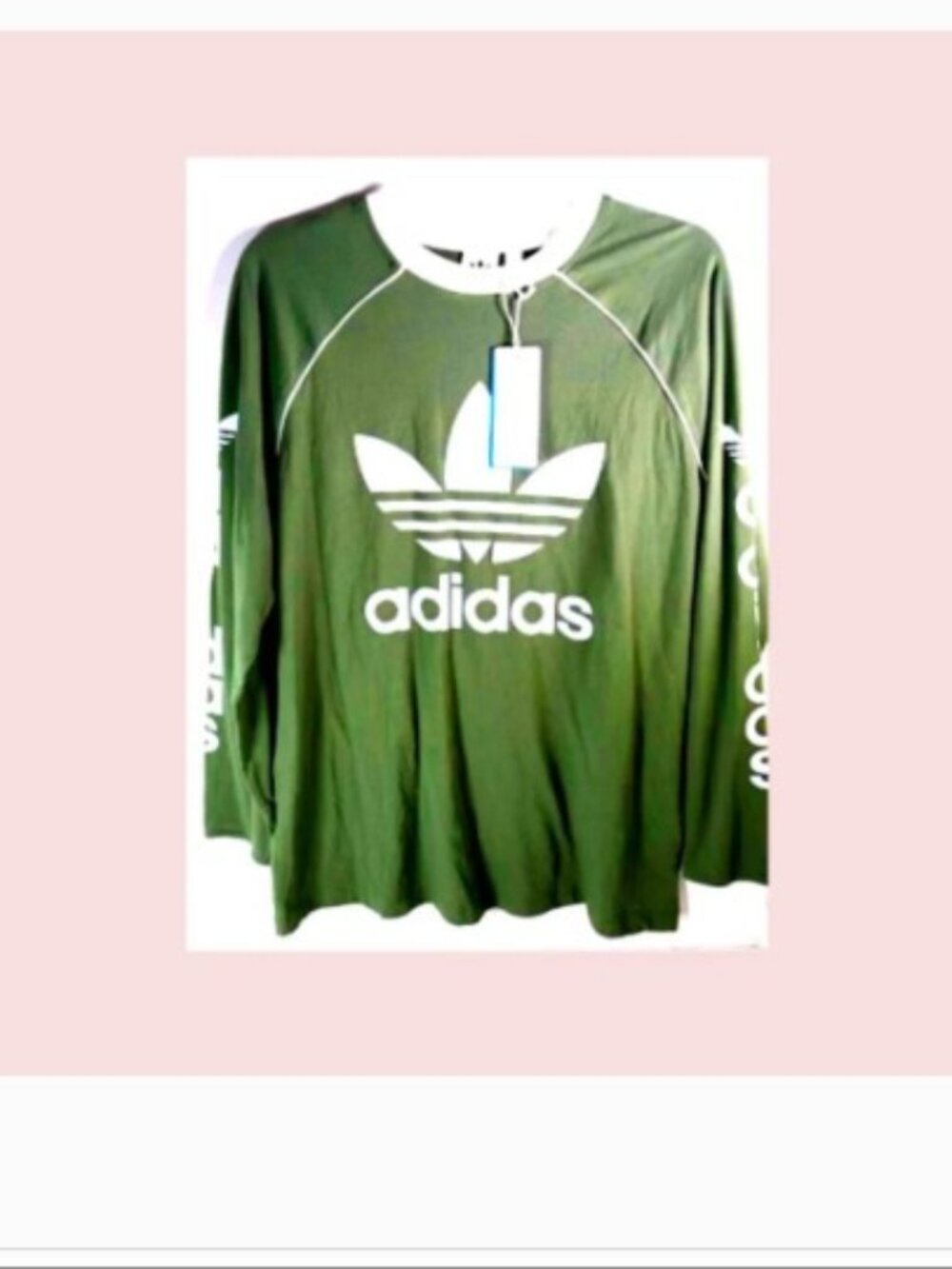 New Rare & Unique Adidas Originals Unisex 100% Cotton Green Long Sleeves Shirt